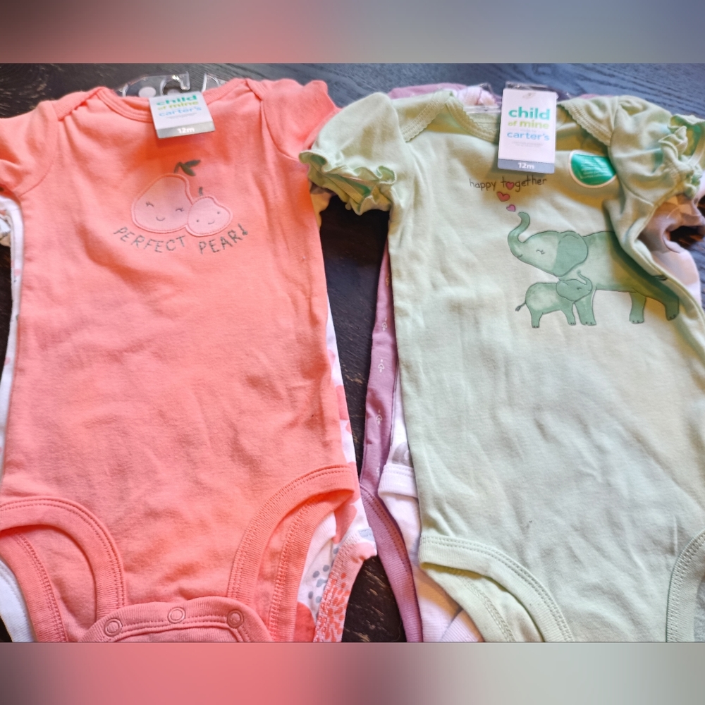 Carter's Child of Mine 2 3-Pack Onesies (Girl 12 Months)